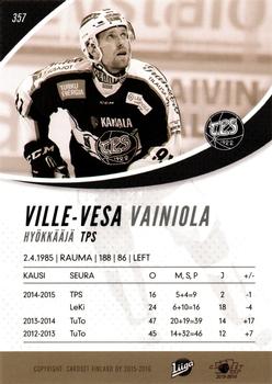 2015-16 Cardset Finland #357 Ville-Vesa Vainiola Back