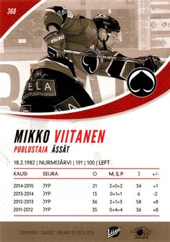 2015-16 Cardset Finland #360 Mikko Viitanen Back