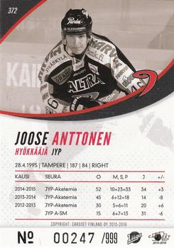 2015-16 Cardset Finland #372 Joose Antonen Back