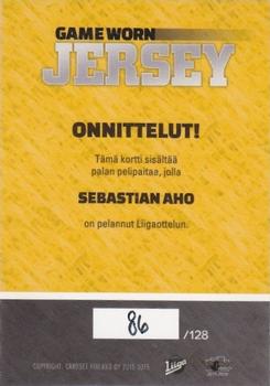 2015-16 Cardset Finland - Game Worn Jersey Series 1 Exchange #NNO Sebastian Aho Back