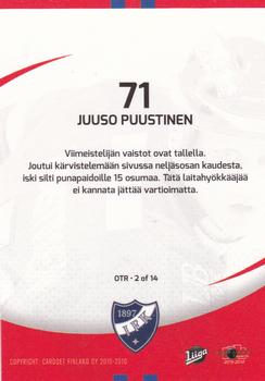2015-16 Cardset Finland - On the Radar #OTR2 Juuso Puustinen Back