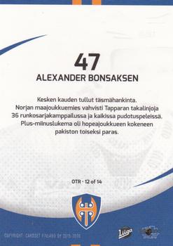 2015-16 Cardset Finland - On the Radar #OTR12 Alexander Bonsaksen Back