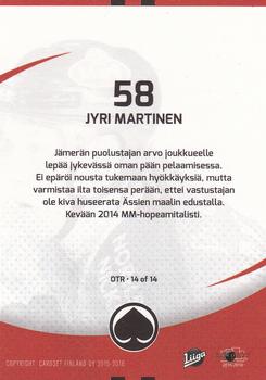 2015-16 Cardset Finland - On the Radar #OTR14 Jyri Marttinen Back