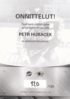 2015-16 Cardset Finland - Patch Series 1 Exchange #NNO Petr Hubacek Back