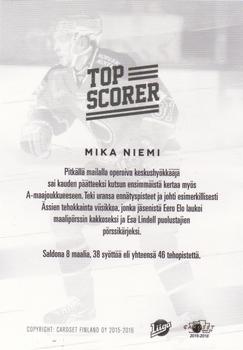 2015-16 Cardset Finland - Top Scorer #NNO Mika Niemi Back