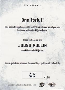 2015-16 Cardset Finland - Signature #NNO Juuso Pulli Back