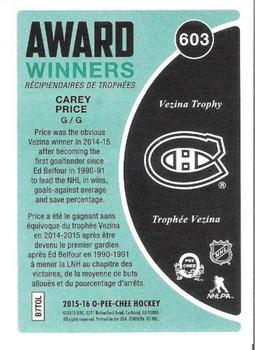 Carey Price Hockey Card 2015-16 O-Pee-Chee Platinum #75 Carey Price 