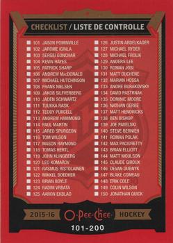 2015-16 O-Pee-Chee - Red #151 Checklist: 101-200 Front
