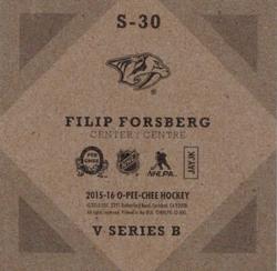 2015-16 O-Pee-Chee - V Series B #S-30 Filip Forsberg Back