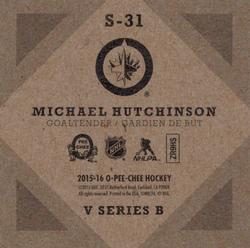 2015-16 O-Pee-Chee - V Series B #S-31 Michael Hutchinson Back