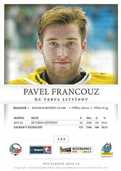 2014-15 OFS Classic #145 Pavel Francouz Back