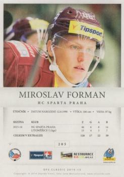 2014-15 OFS Classic #205 Miroslav Forman Back