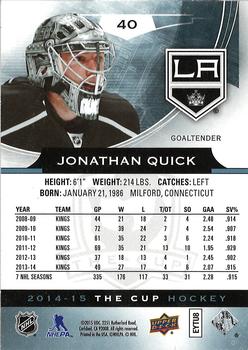 2014-15 Upper Deck The Cup #40 Jonathan Quick Back