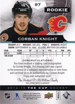 2014-15 Upper Deck The Cup #97 Corban Knight Back