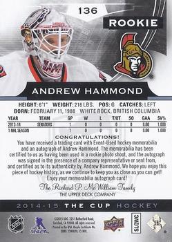 2014-15 Upper Deck The Cup #136 Andrew Hammond Back