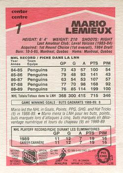 1989-90 O-Pee-Chee - Tembec Test White Backs #1 Mario Lemieux Back