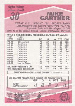 1989-90 O-Pee-Chee - Tembec Test White Backs #30 Mike Gartner Back