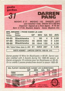 1989-90 O-Pee-Chee - Tembec Test White Backs #31 Darren Pang Back