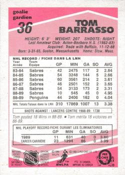 1989-90 O-Pee-Chee - Tembec Test White Backs #36 Tom Barrasso Back