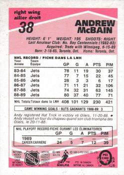 1989-90 O-Pee-Chee - Tembec Test White Backs #38 Andrew McBain Back