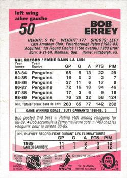 1989-90 O-Pee-Chee - Tembec Test White Backs #50 Bob Errey Back