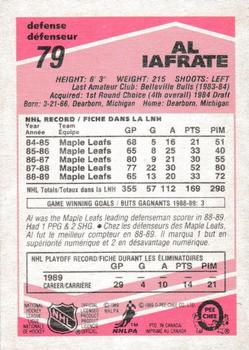 1989-90 O-Pee-Chee - Tembec Test White Backs #79 Al Iafrate Back