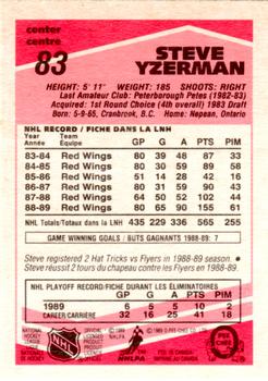 1989-90 O-Pee-Chee - Tembec Test White Backs #83 Steve Yzerman Back