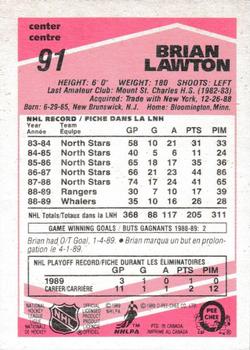 1989-90 O-Pee-Chee - Tembec Test White Backs #91 Brian Lawton Back