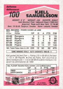 1989-90 O-Pee-Chee - Tembec Test White Backs #100 Kjell Samuelsson Back