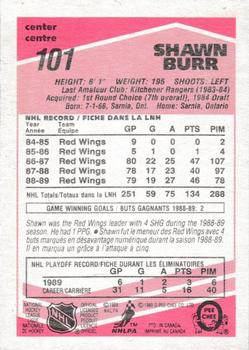 1989-90 O-Pee-Chee - Tembec Test White Backs #101 Shawn Burr Back
