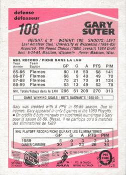 1989-90 O-Pee-Chee - Tembec Test White Backs #108 Gary Suter Back
