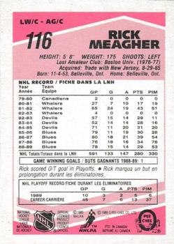 1989-90 O-Pee-Chee - Tembec Test White Backs #116 Rick Meagher Back