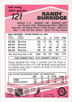 1989-90 O-Pee-Chee - Tembec Test White Backs #121 Randy Burridge Back