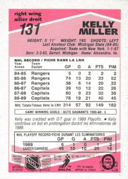 1989-90 O-Pee-Chee - Tembec Test White Backs #131 Kelly Miller Back