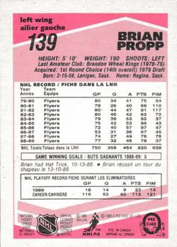 1989-90 O-Pee-Chee - Tembec Test White Backs #139 Brian Propp Back
