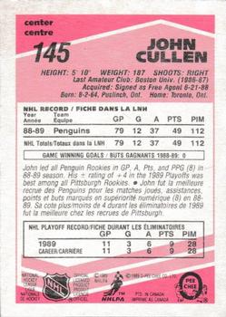1989-90 O-Pee-Chee - Tembec Test White Backs #145 John Cullen Back