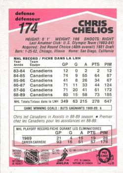 1989-90 O-Pee-Chee - Tembec Test White Backs #174 Chris Chelios Back
