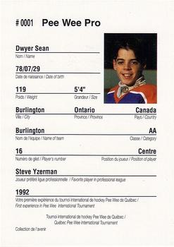 1992 Quebec International Pee-Wee Tournament #0001 Sean Dwyer Back