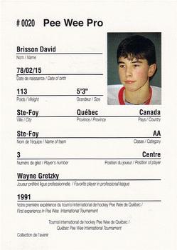1992 Quebec International Pee-Wee Tournament #0020 David Brisson Back