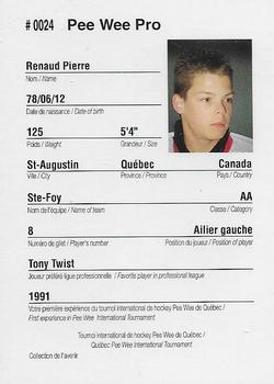 1992 Quebec International Pee-Wee Tournament #0024 Pierre Renaud Back
