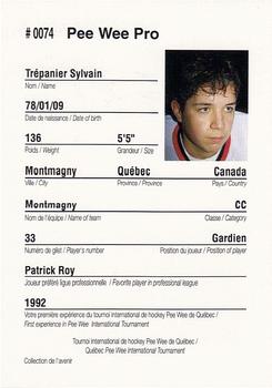1992 Quebec International Pee-Wee Tournament #0074 Sylvain Trepanier Back