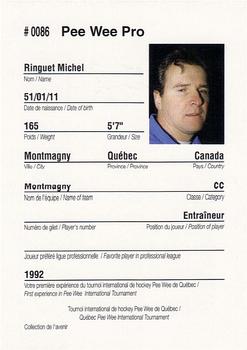 1992 Quebec International Pee-Wee Tournament #0086 Michel Ringuet Back