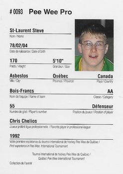 1992 Quebec International Pee-Wee Tournament #0093 Steve St-Laurent Back