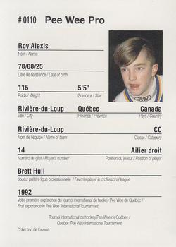 1992 Quebec International Pee-Wee Tournament #0110 Alexis Roy Back