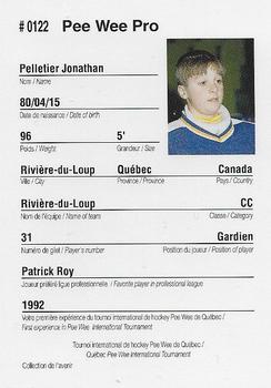 1992 Quebec International Pee-Wee Tournament #0122 Jonathan Pelletier Back