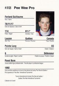 1992 Quebec International Pee-Wee Tournament #0125 Guilaume Ferland Back