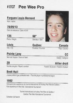 1992 Quebec International Pee-Wee Tournament #0137 Louis-Bernard Forgues Back