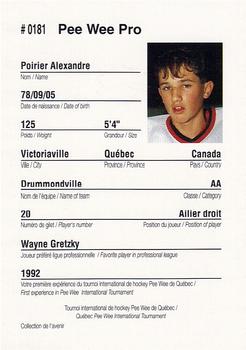 1992 Quebec International Pee-Wee Tournament #0181 Alexandre Poirier Back