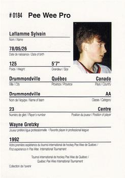 1992 Quebec International Pee-Wee Tournament #0184 Sylvain Laflamme Back
