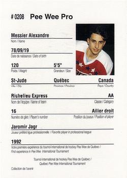1992 Quebec International Pee-Wee Tournament #0208 Alexandre Messier Back
